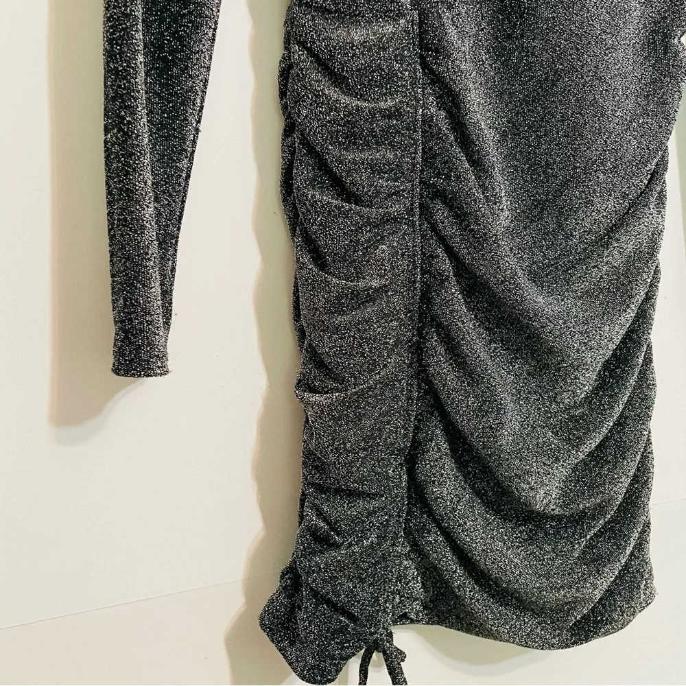 Silver Sparkling Bodycon Mini Dress Honey and Rosie Size Medium Long Sleeve NWT